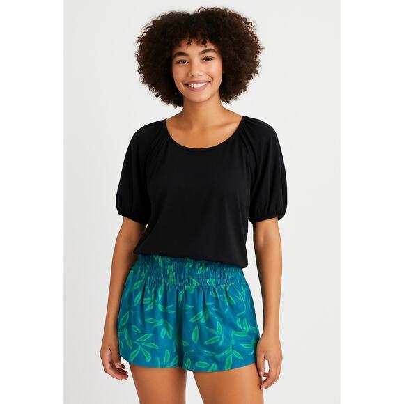 Aerie Bubble Sleeve T-Shirt Black - Picture 1 of 8